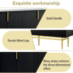 Buffet 4 portes avec poignées en métal doré, 60"L x 15.2"W x 30.9"H