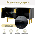 Buffet 4 portes avec poignées en métal doré, 60"L x 15.2"W x 30.9"H