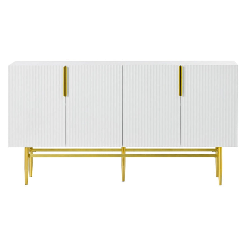 Buffet 4 portes avec poignées en métal doré, 60"L x 15.2"W x 30.9"H