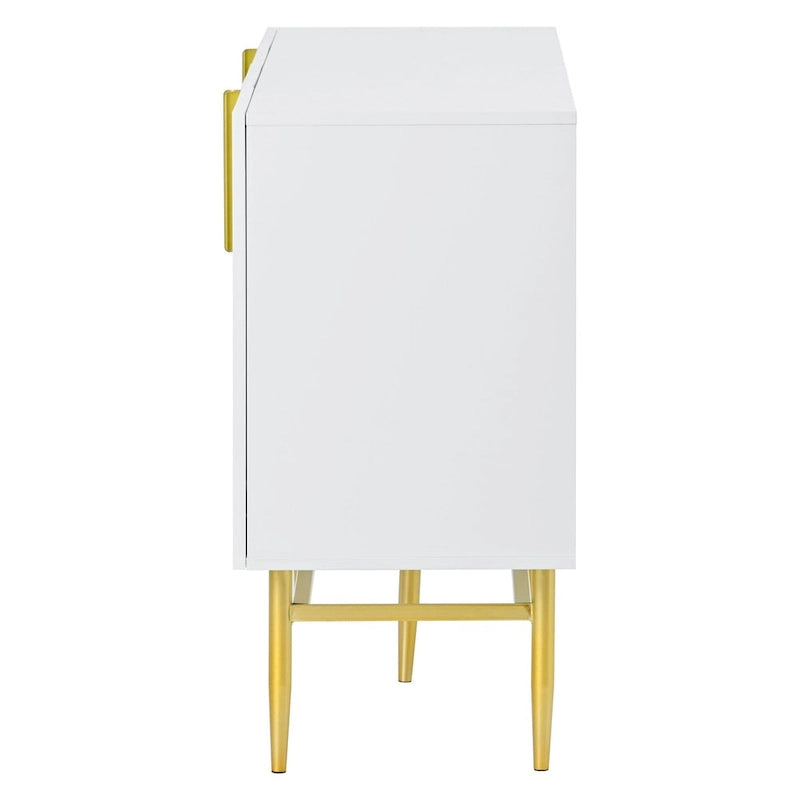 Buffet 4 portes avec poignées en métal doré, 60"L x 15.2"W x 30.9"H