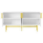 Buffet 4 portes avec poignées en métal doré, 60"L x 15.2"W x 30.9"H
