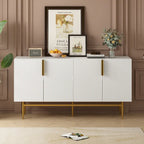Buffet 4 portes avec poignées en métal doré, 60"L x 15.2"W x 30.9"H