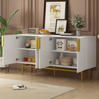 Buffet 4 portes avec poignées en métal doré, 60"L x 15.2"W x 30.9"H