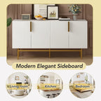Buffet 4 portes avec poignées en métal doré, 60"L x 15.2"W x 30.9"H