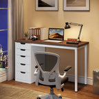 47-Inch Computer Desk with 5 Drawers and Metal Frame
