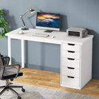 47-Inch Computer Desk with 5 Drawers and Metal Frame
