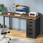 47-Inch Computer Desk with 5 Drawers and Metal Frame