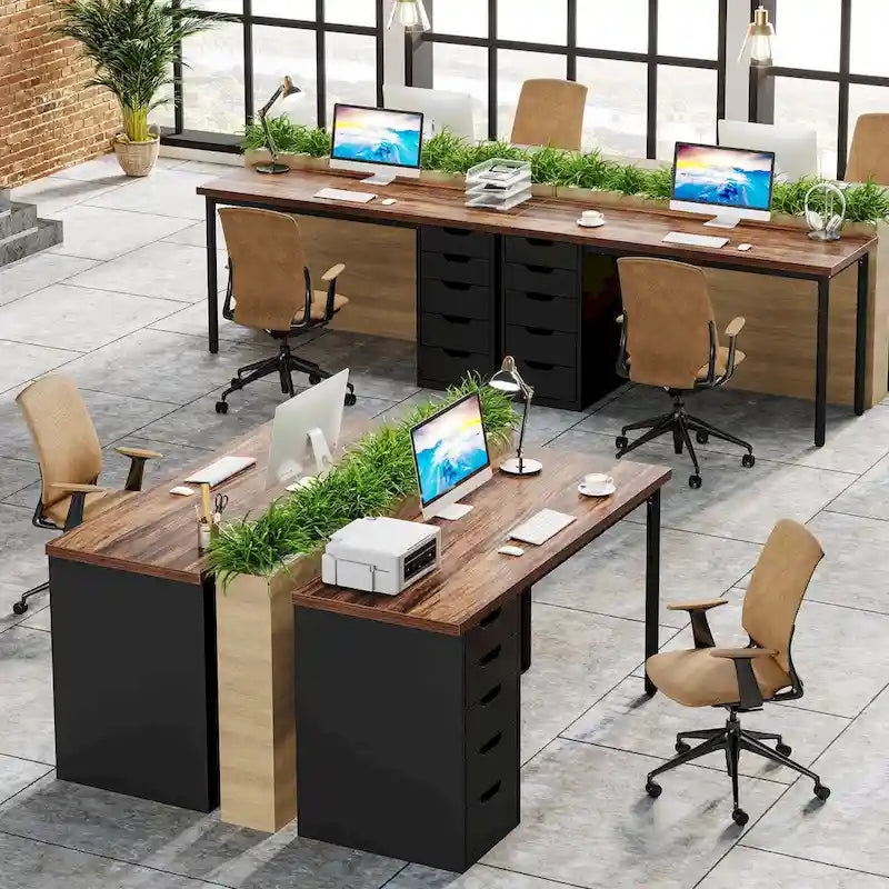47-Inch Computer Desk with 5 Drawers and Metal Frame