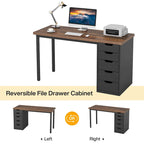 47-Inch Computer Desk with 5 Drawers and Metal Frame
