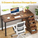 47-Inch Computer Desk with 5 Drawers and Metal Frame