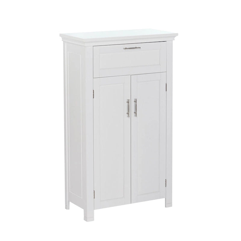 Two-Door Bathroom Storage Cabinet with Drawer and Adjustable Shelves - White
