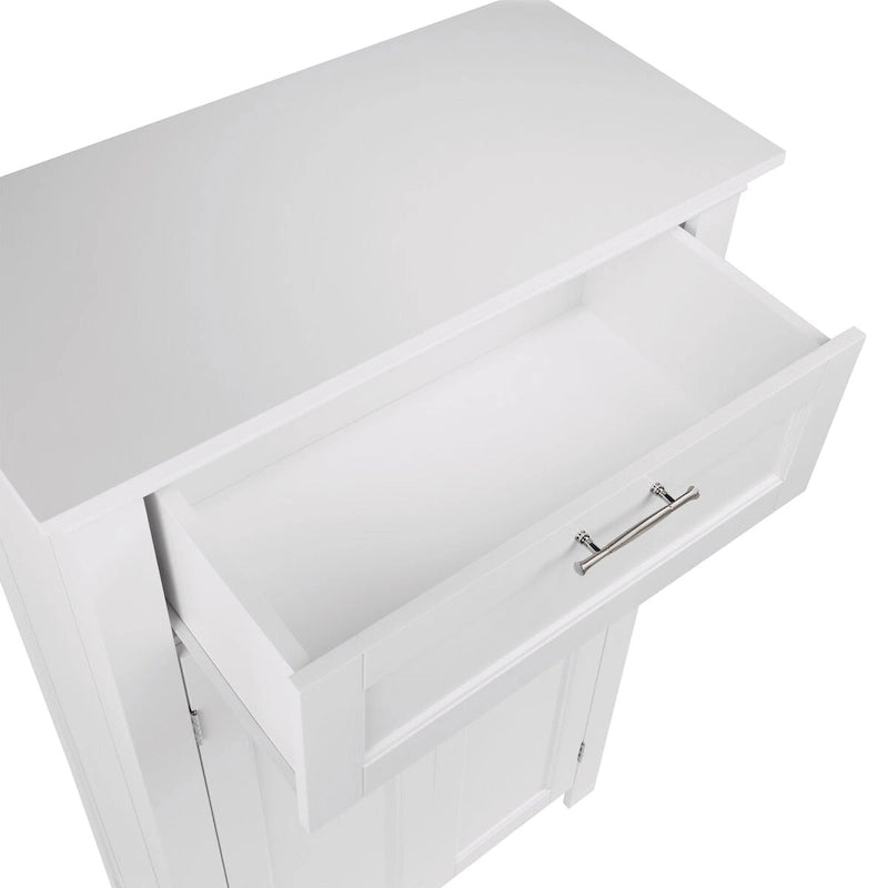 Two-Door Bathroom Storage Cabinet with Drawer and Adjustable Shelves - White