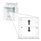 Two-Door Bathroom Storage Cabinet with Drawer and Adjustable Shelves - White