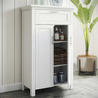 Two-Door Bathroom Storage Cabinet with Drawer and Adjustable Shelves - White