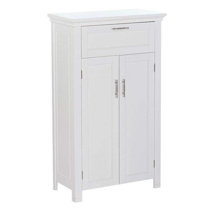 Two-Door Bathroom Storage Cabinet with Drawer and Adjustable Shelves - White