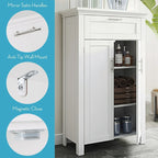 Two-Door Bathroom Storage Cabinet with Drawer and Adjustable Shelves - White
