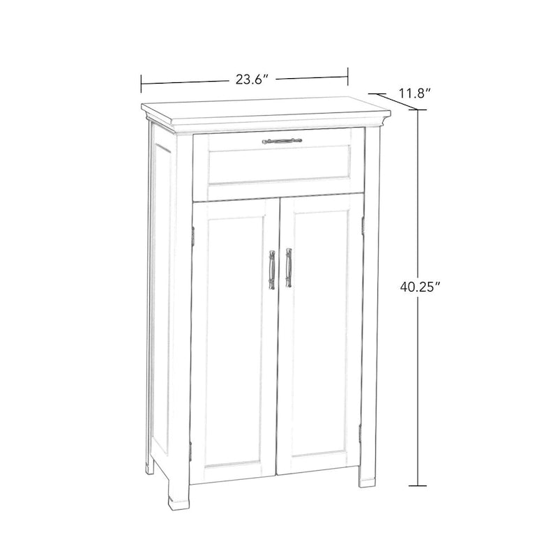 Two-Door Bathroom Storage Cabinet with Drawer and Adjustable Shelves - White