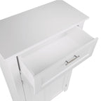 Two-Door Bathroom Storage Cabinet with Drawer and Adjustable Shelves - White