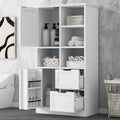 Freestanding Bathroom Storage Cabinet with Doors, Drawers and Open Shelves