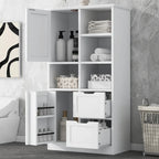 Freestanding Bathroom Storage Cabinet with Doors, Drawers and Open Shelves