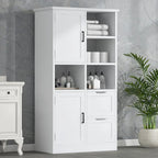 Freestanding Bathroom Storage Cabinet with Doors, Drawers and Open Shelves