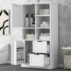 Freestanding Bathroom Storage Cabinet with Doors, Drawers and Open Shelves