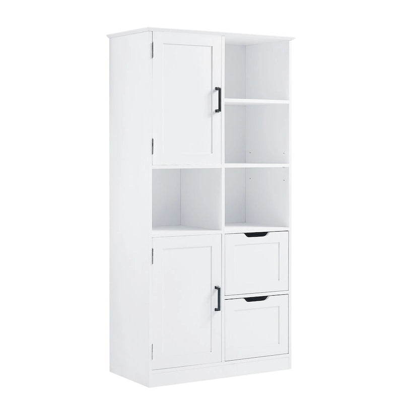 Freestanding Bathroom Storage Cabinet with Doors, Drawers and Open Shelves