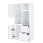 Freestanding Bathroom Storage Cabinet with Doors, Drawers and Open Shelves