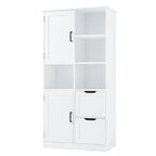 Freestanding Bathroom Storage Cabinet with Doors, Drawers and Open Shelves