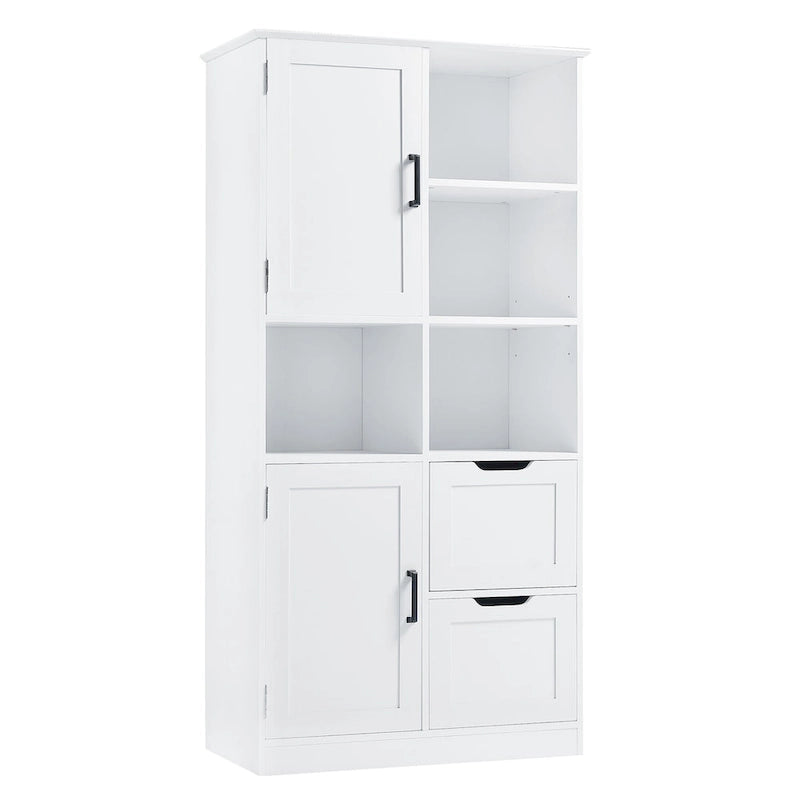 Freestanding Bathroom Storage Cabinet with Doors, Drawers and Open Shelves
