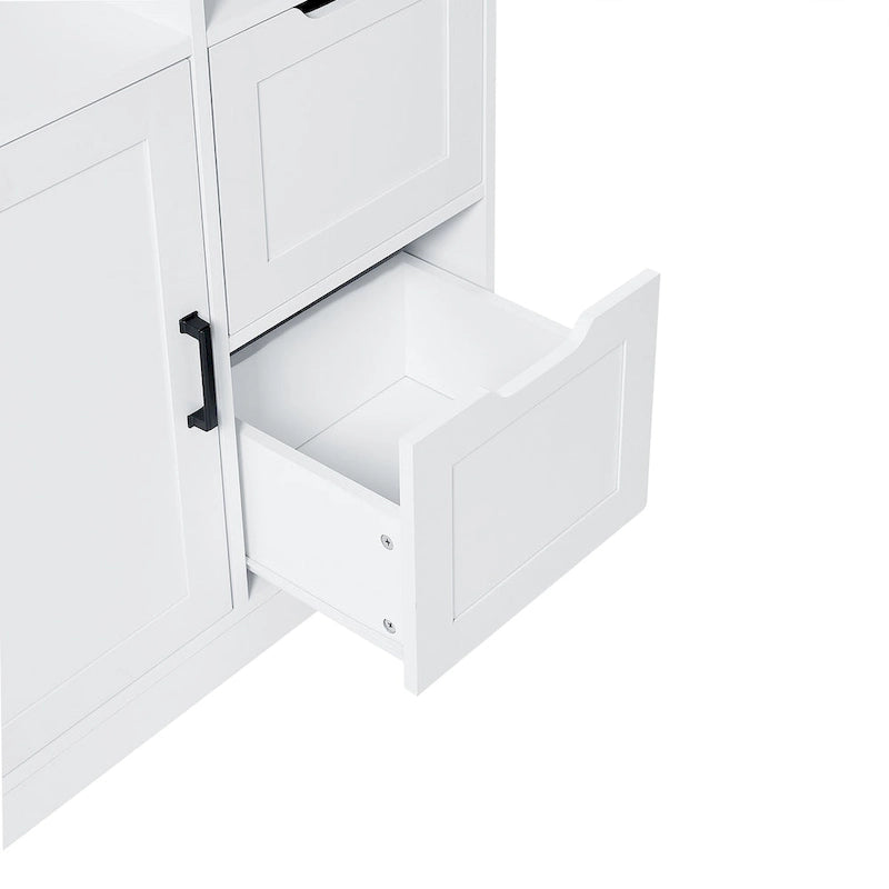 Freestanding Bathroom Storage Cabinet with Doors, Drawers and Open Shelves
