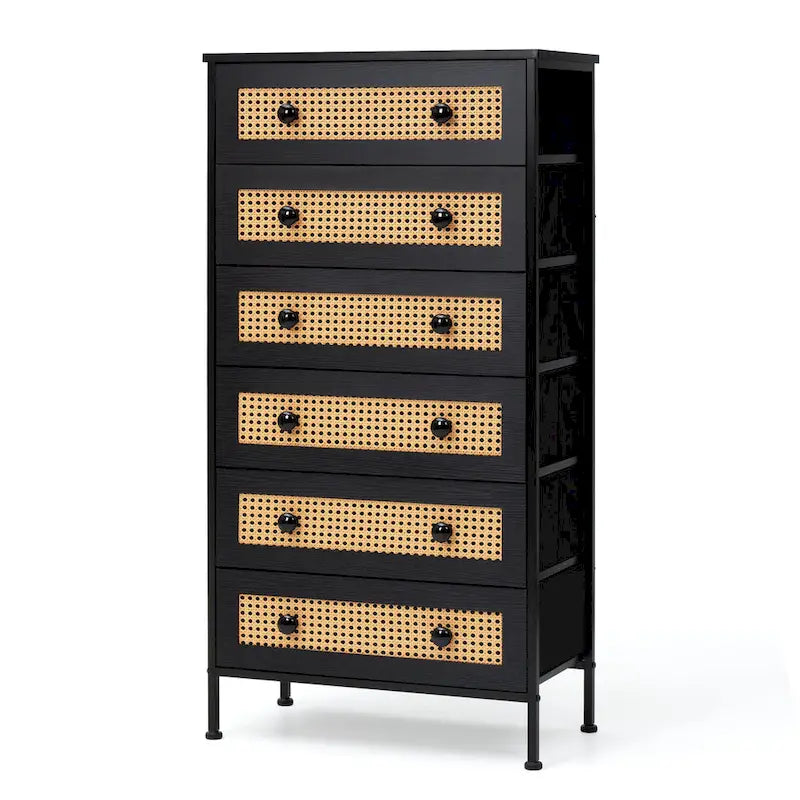 6-Drawer PE Rattan Storage Cabinet Dresser