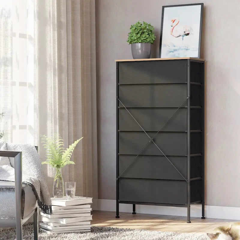 6-Drawer PE Rattan Storage Cabinet Dresser