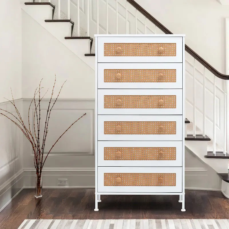 6-Drawer PE Rattan Storage Cabinet Dresser