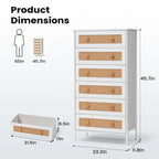 6-Drawer PE Rattan Storage Cabinet Dresser