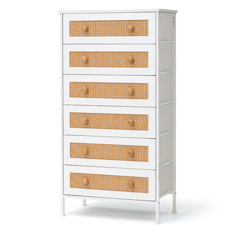 6-Drawer PE Rattan Storage Cabinet Dresser