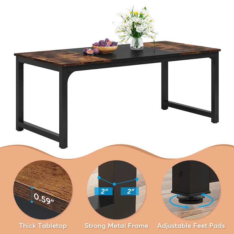Table de salle à manger moderne de 70.87" pour 6 à 8 personnes