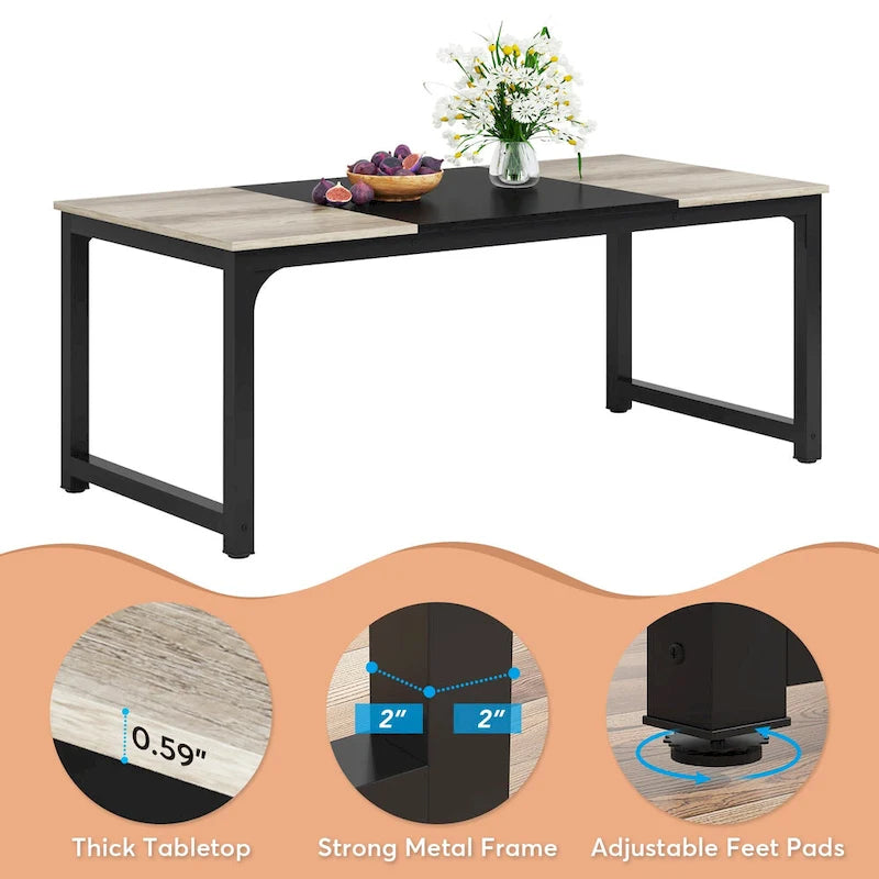 Table de salle à manger moderne de 70.87" pour 6 à 8 personnes